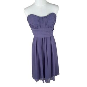 Priscilla of Boston Cocktail Dress Women 4 Purple Strapless Chiffon Aesthetic